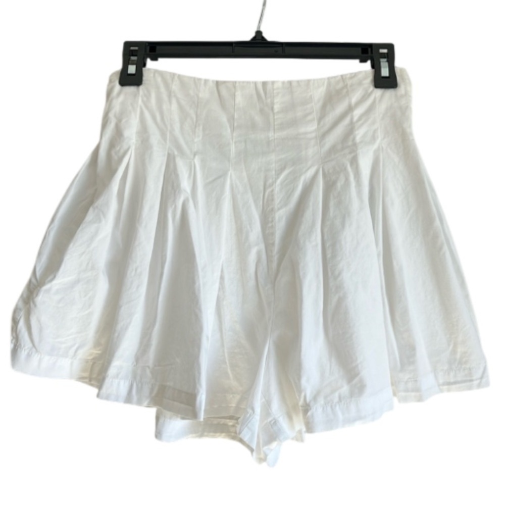 Free People White High-Waist Flared Shorts